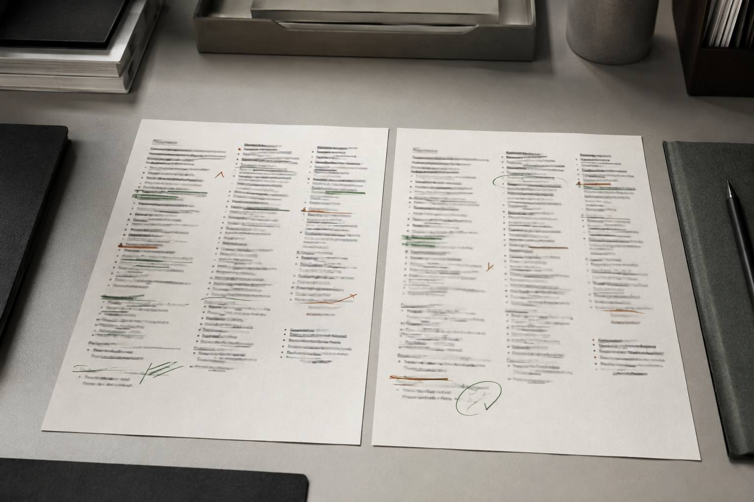 Deux fiches de certification floues comparées avec surlignages verts