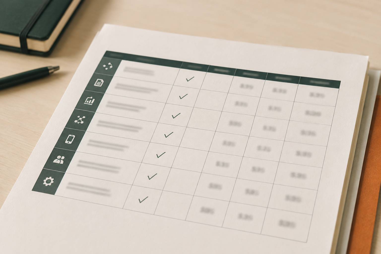 Tableau comparatif de logiciels aux colonnes de tarifs floues
