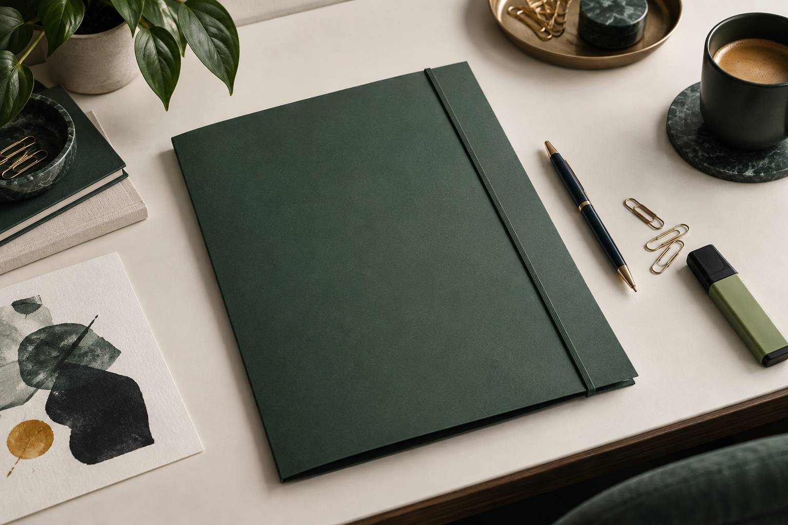 Gros plan sur une chemise de dossier et un stylo sur un bureau